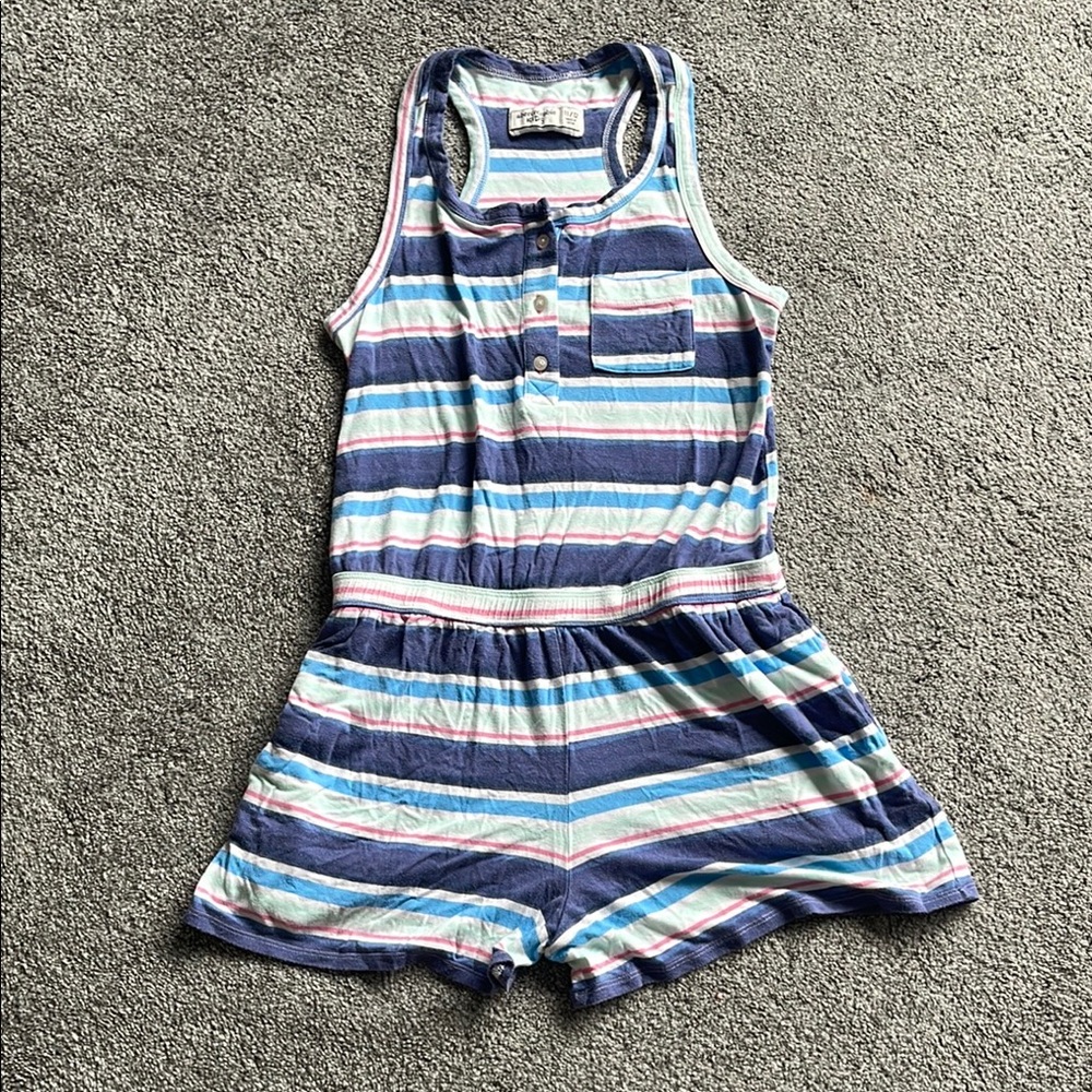 Abercrombie Kids Pink and Blue Romper with Elastic Waist